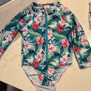 Floral Long Sleeve Kids Swimwear